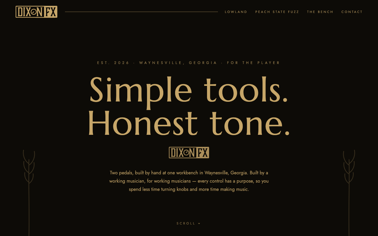 Dixon FX Pedals homepage — handmade guitar pedals